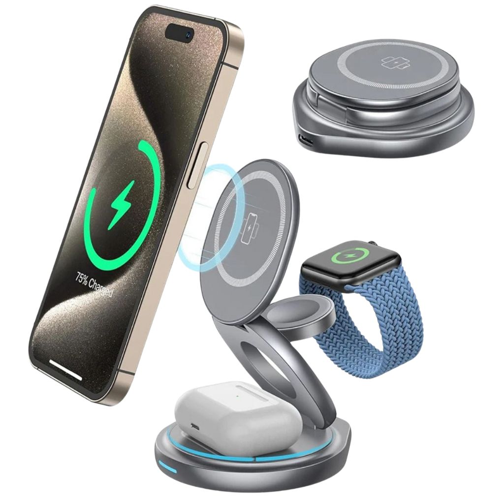 Wireless Charging Station with Foldable Stand