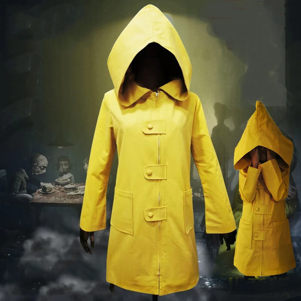 Halloween Costume Yellow Hooded Raincoat Jacket