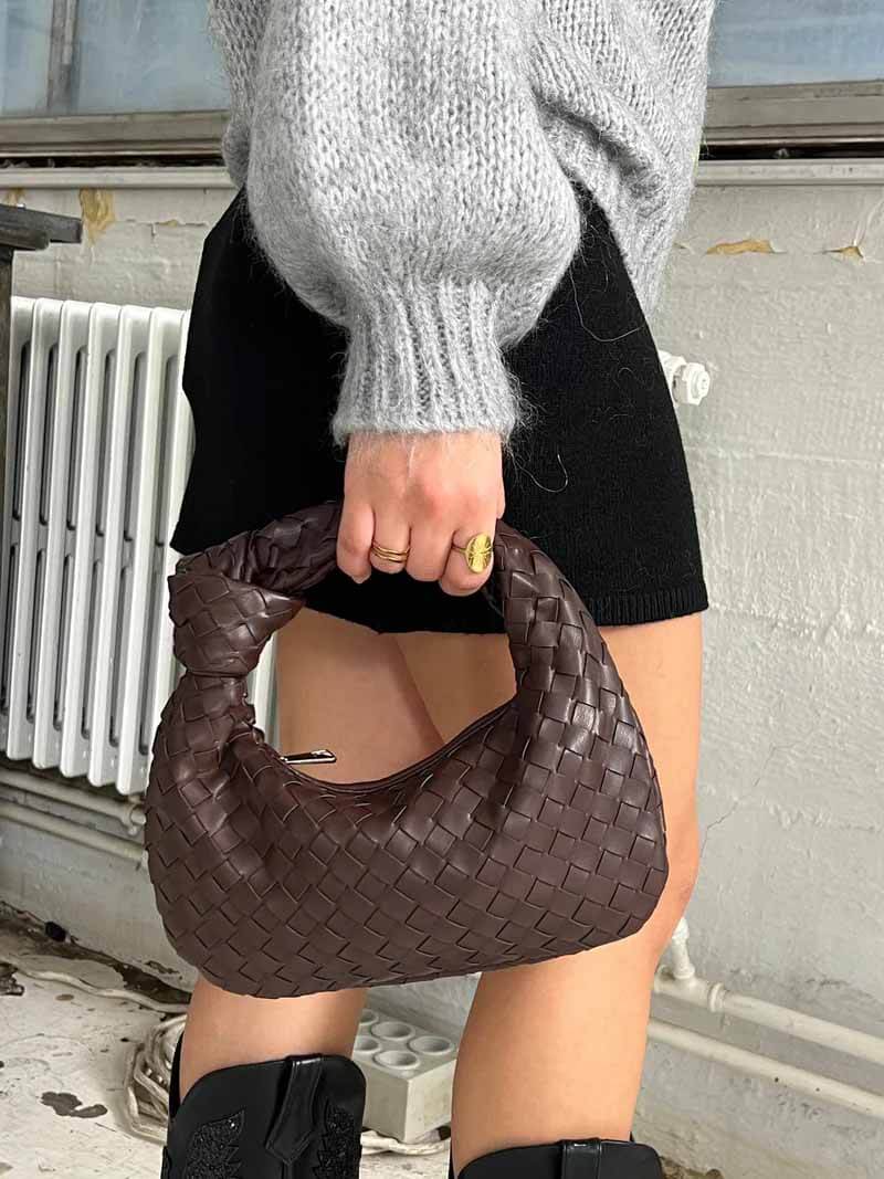Handbag Vegan Leather Woven Shoulder Bag
