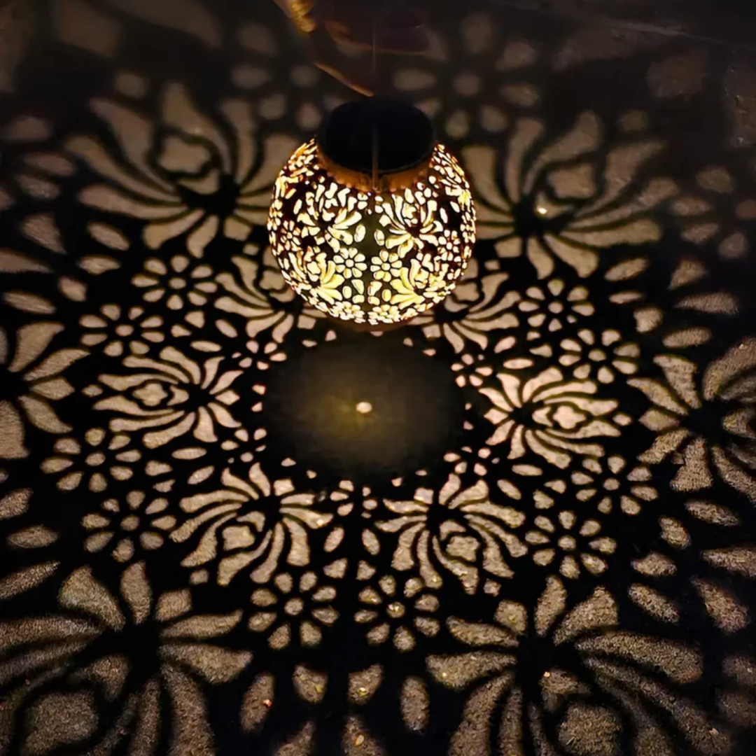 Solar Garden Lantern with Patterned Light Effect