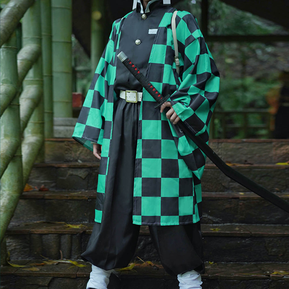 Halloween Costume Green Checkered Kimono Set