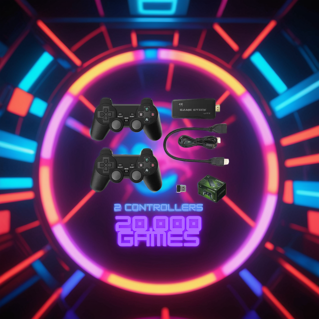 4K Retro Video Game Console Stick Dual Wireless Controllers Set