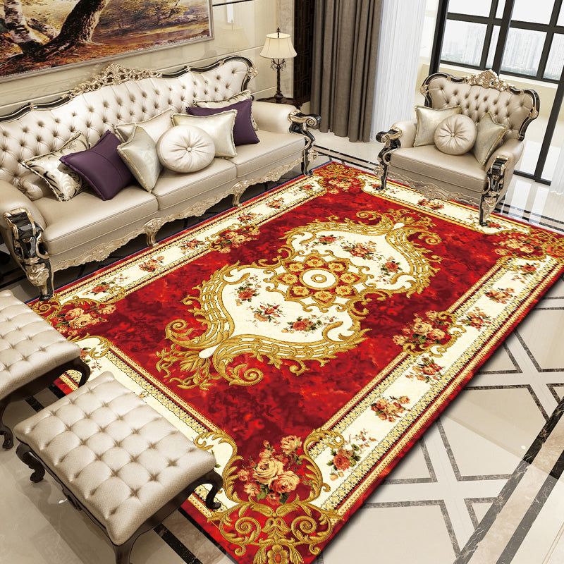 Floral Victorian Rug Non-Slip Polyester Carpet