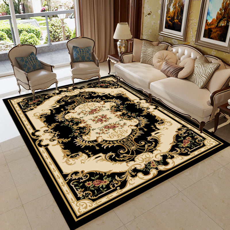 Floral Victorian Rug Non-Slip Polyester Carpet