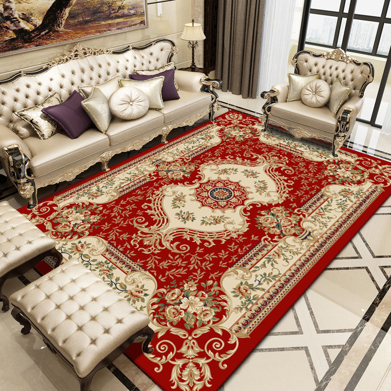 Floral Victorian Rug Non-Slip Polyester Carpet