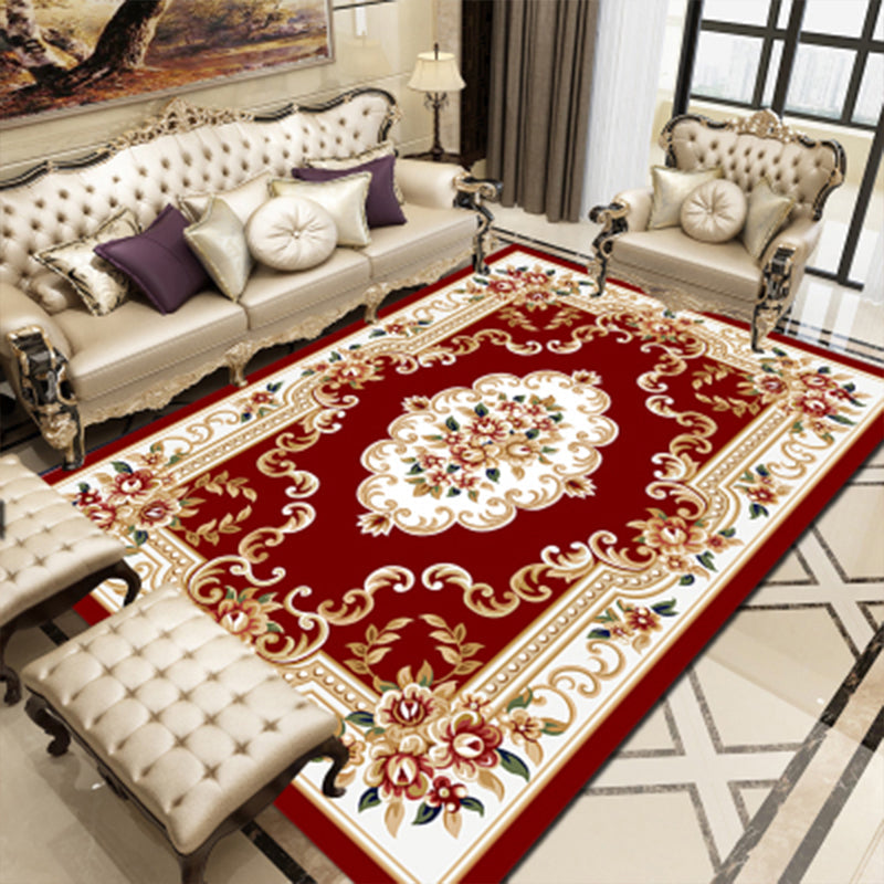 Floral Victorian Rug Non-Slip Polyester Carpet