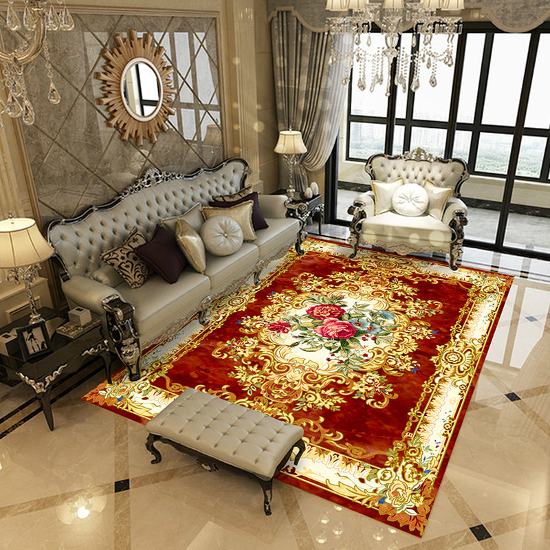 Floral Victorian Rug Non-Slip Polyester Carpet