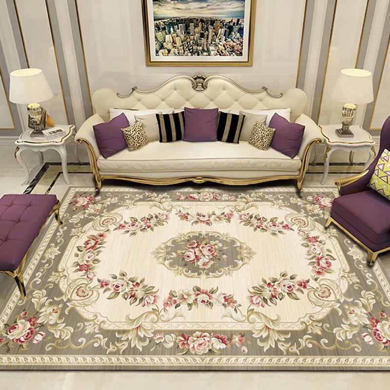 Floral Victorian Rug Non-Slip Polyester Carpet