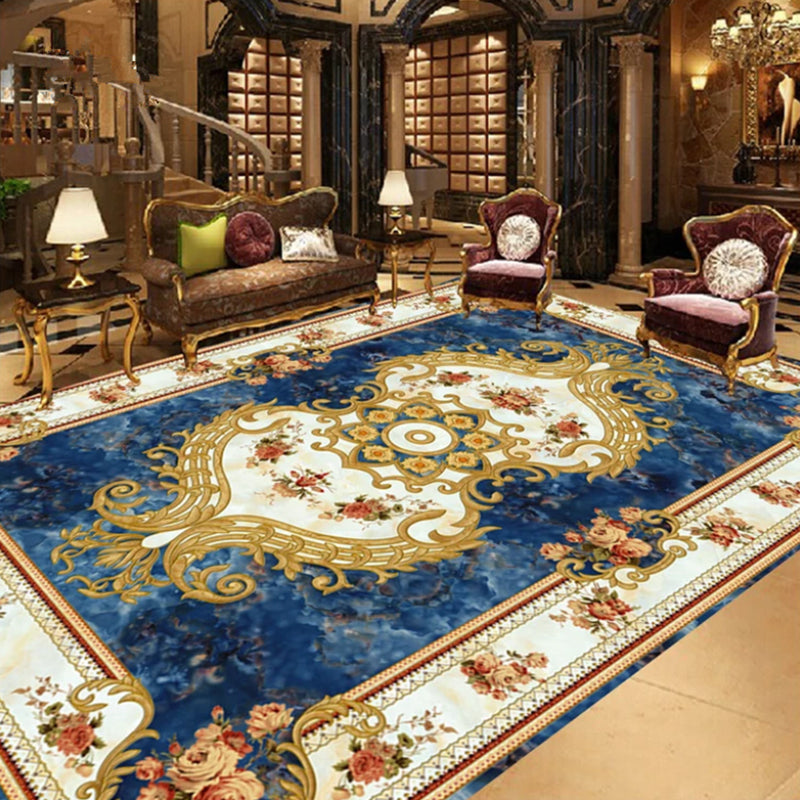 Floral Victorian Rug Non-Slip Polyester Carpet