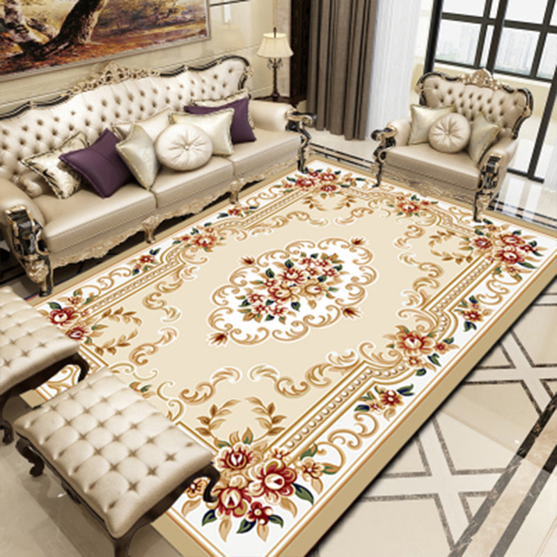 Floral Victorian Rug Non-Slip Polyester Carpet