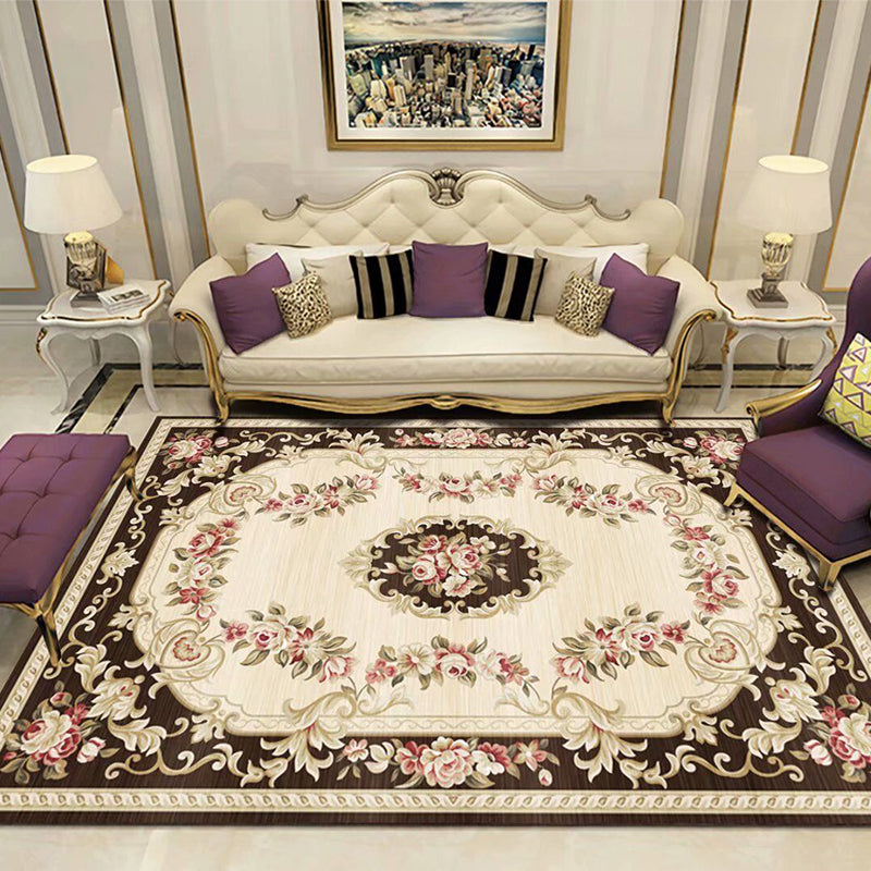 Floral Victorian Rug Non-Slip Polyester Carpet