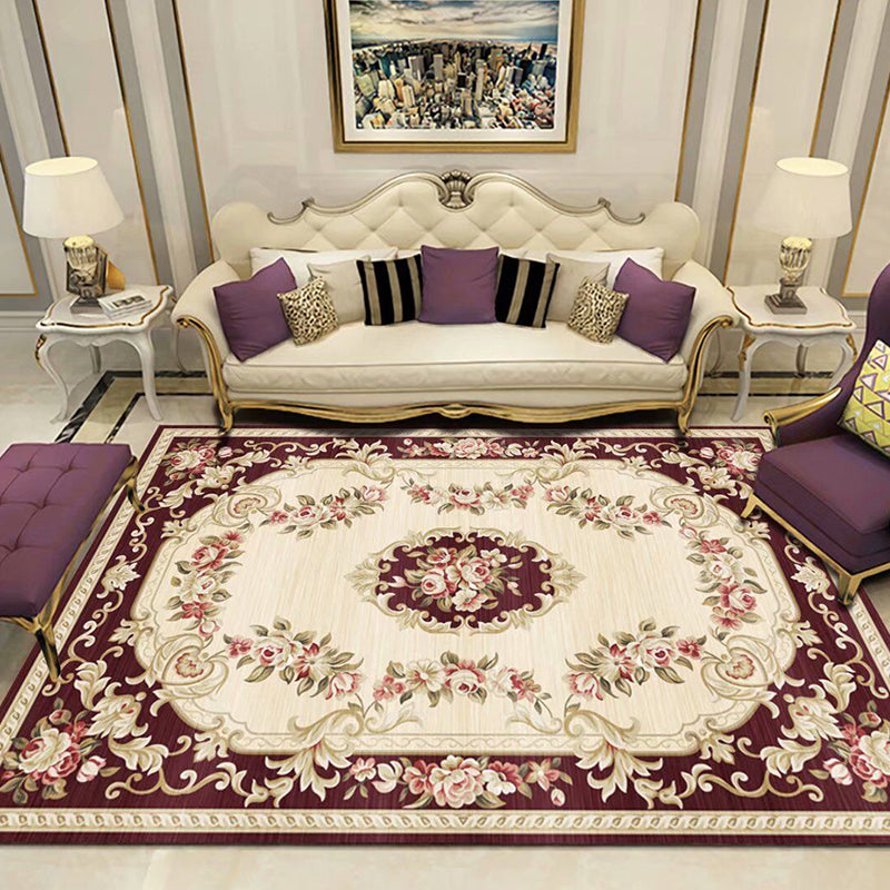 Floral Victorian Rug Non-Slip Polyester Carpet