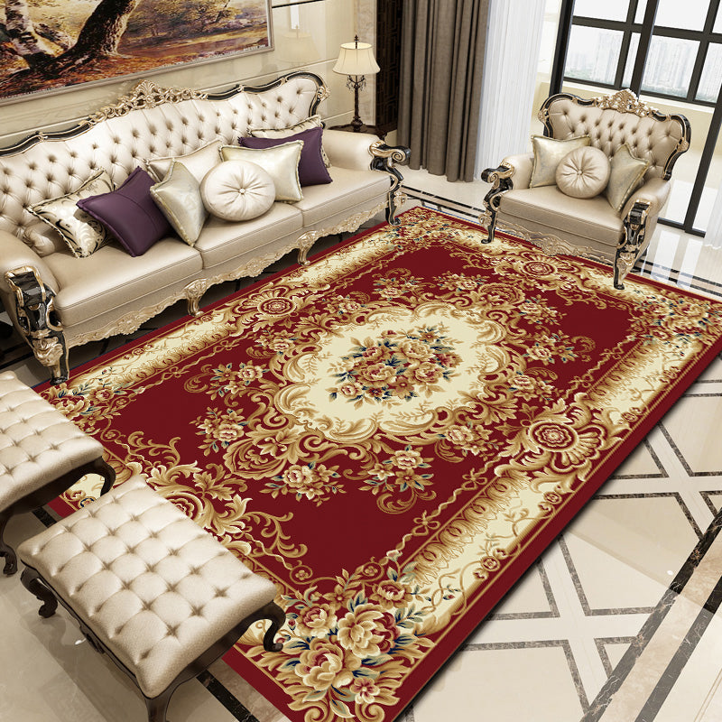 Floral Victorian Rug Non-Slip Polyester Carpet