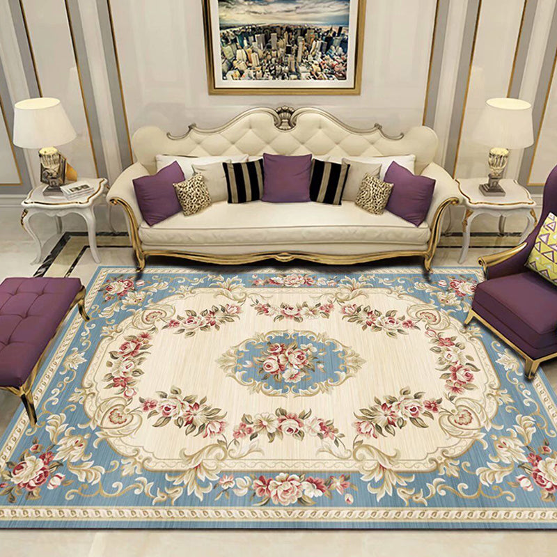 Floral Victorian Rug Non-Slip Polyester Carpet